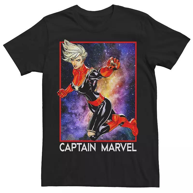 Men's Marvel Captain Marvel Retro Colorful Galaxy Pose Poster Tee, Size: Medium, Black Product Image