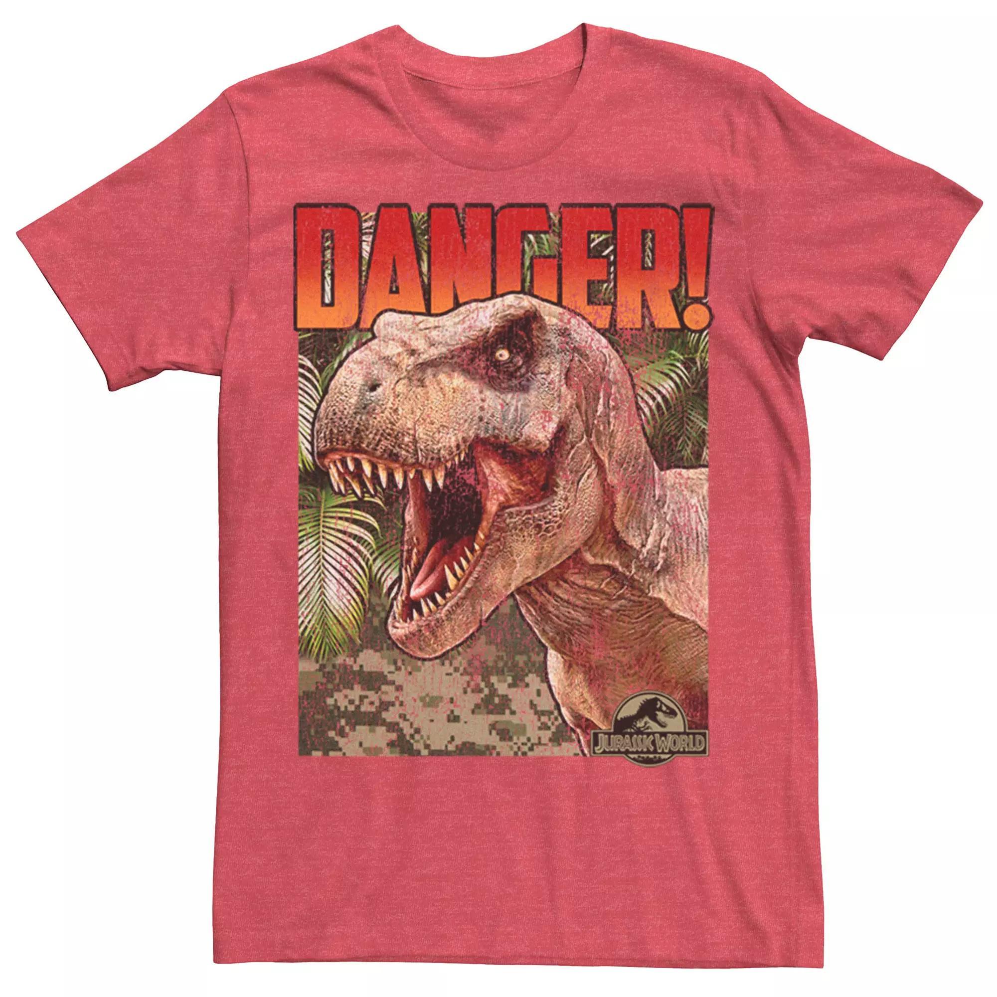 Men's Jurassic World Danger T-Rex Retro Poster Tee, Size: 3XL, Red Product Image