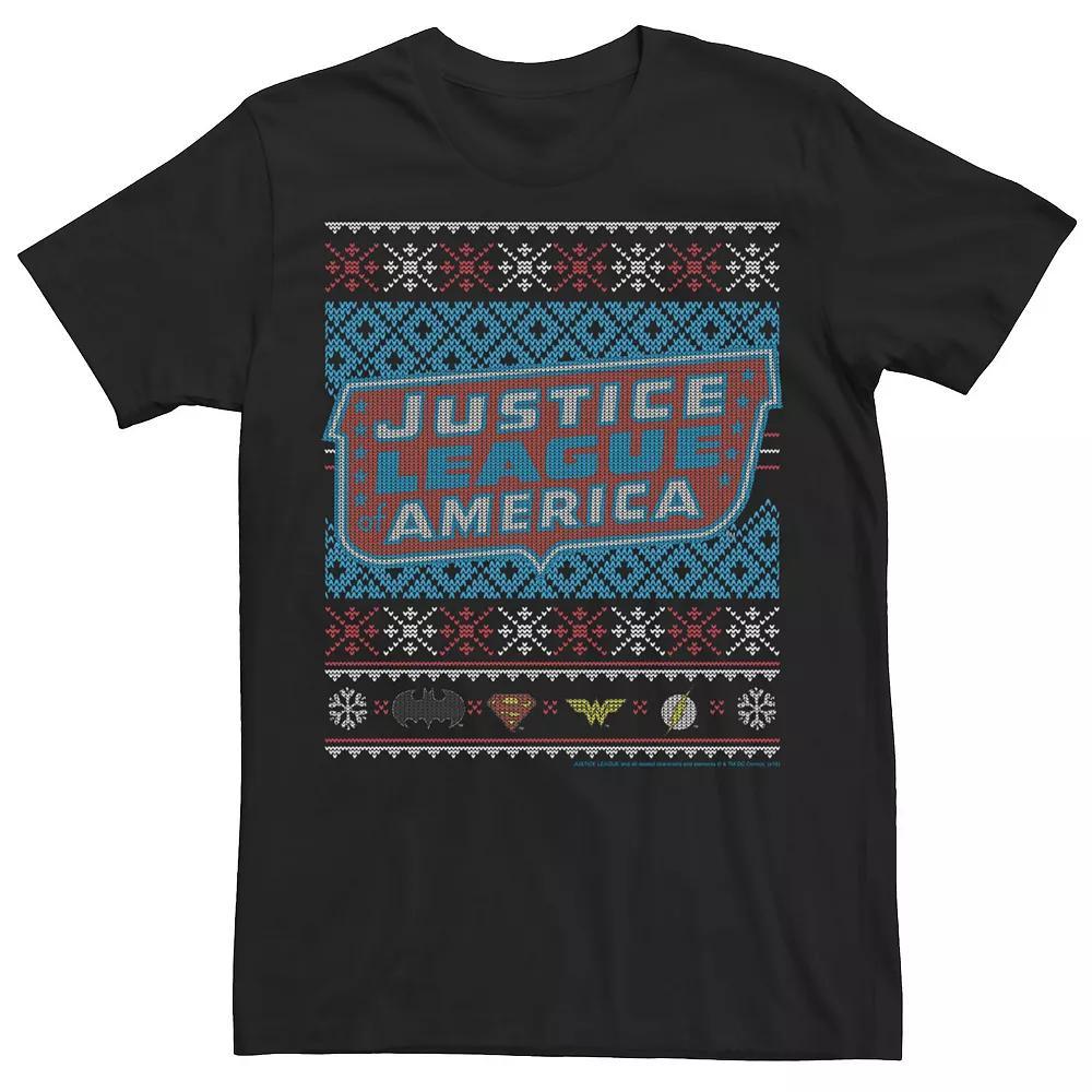 Men's Justice League Logo Knit Style Tee, Size: Small, Black Product Image