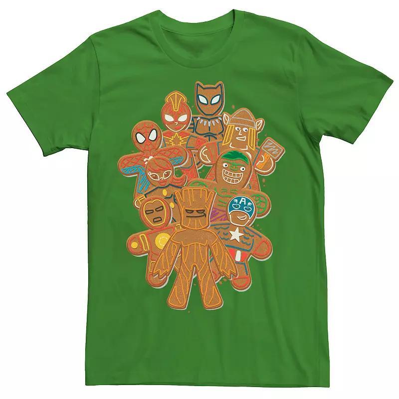 Men's Marvel Avengers Gingerbread Cookie Cluster Graphic Tee, Size: Small, Kelly Product Image