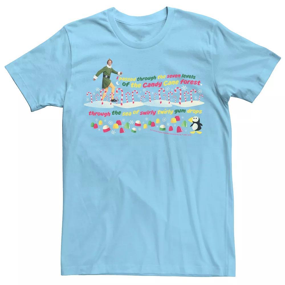 Men's Elf Buddy Seven Levels Of The Candy Cane Forest Text Tee,  Product Image