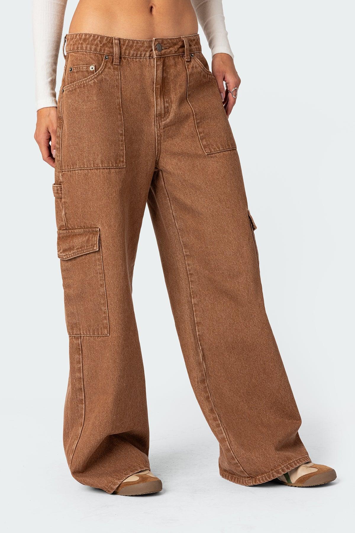 Stone Wash Mid Rise Cargo Pants Product Image