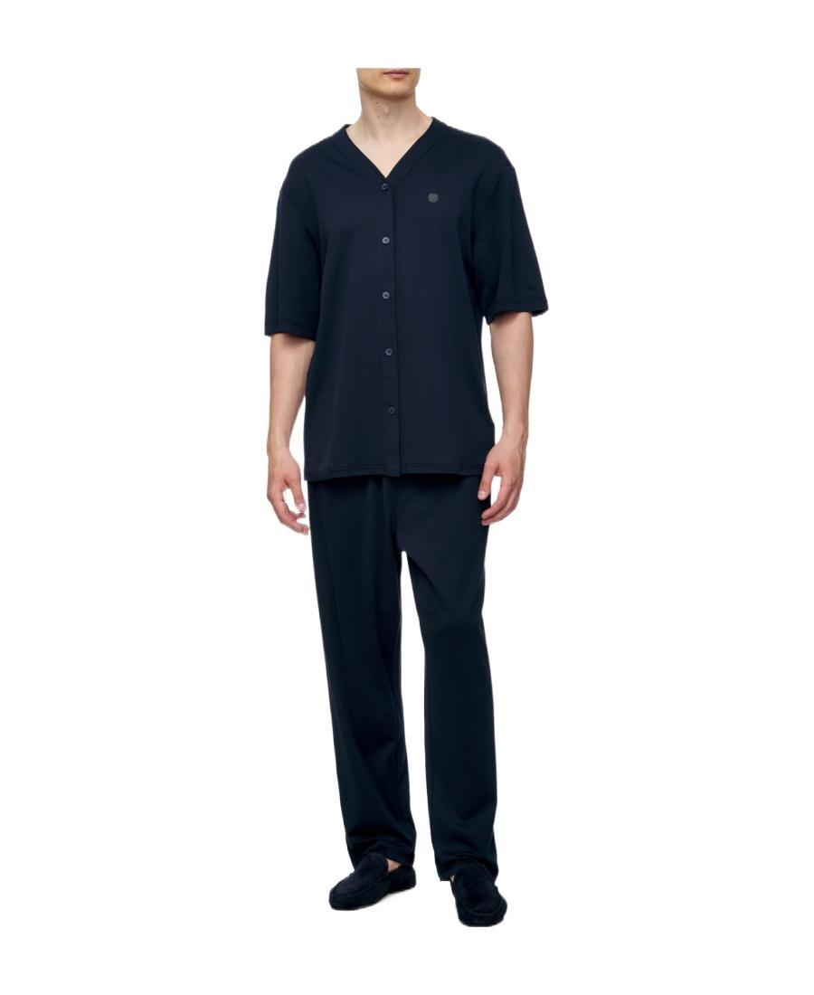 ZEGNA V-collar Short-sleeved Pajamas In Black Product Image