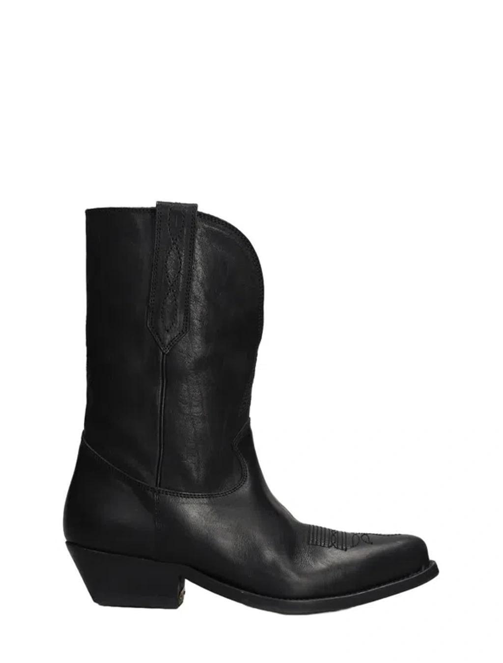 GOLDEN GOOSE Wish Star Texan Boots In Black Leather Product Image