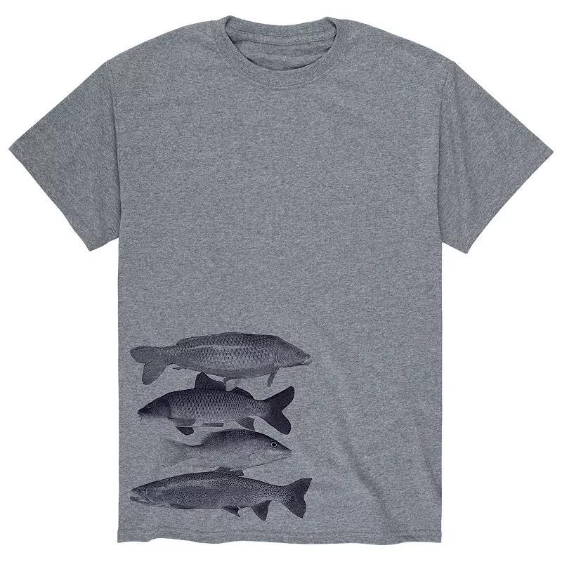 Men's Freshwater Fish Stacked Tee, Size: Small, Gray Product Image