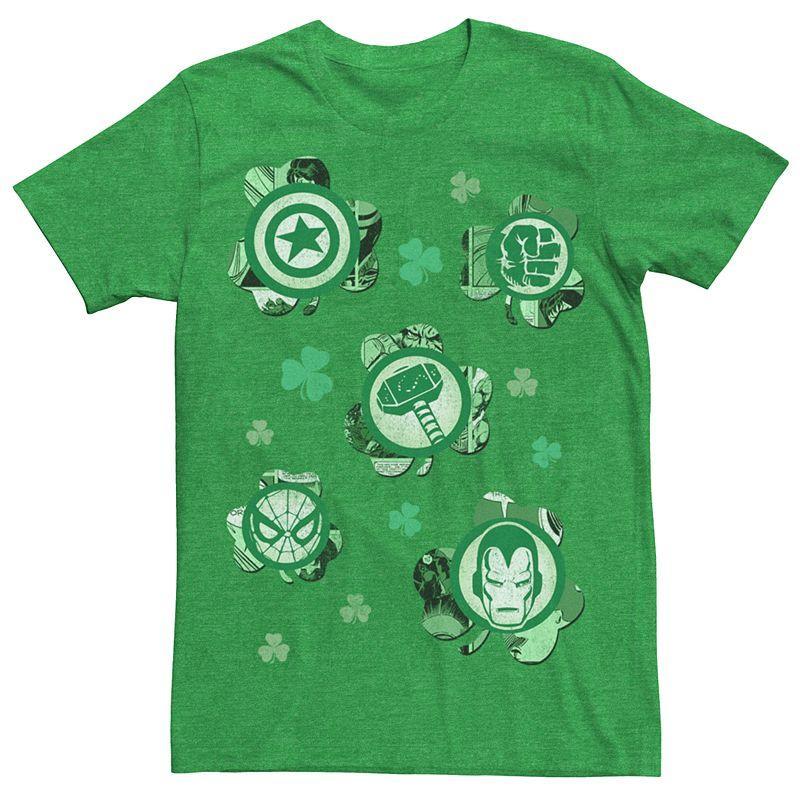 Mens Marvel Comics Shamrock Heroes Tee Kelly Grey Product Image