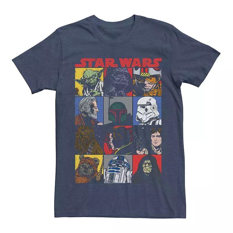 Men's Star Wars Comic Style Group Panels Graphic Tee, Size: Small, Navy Grey Product Image