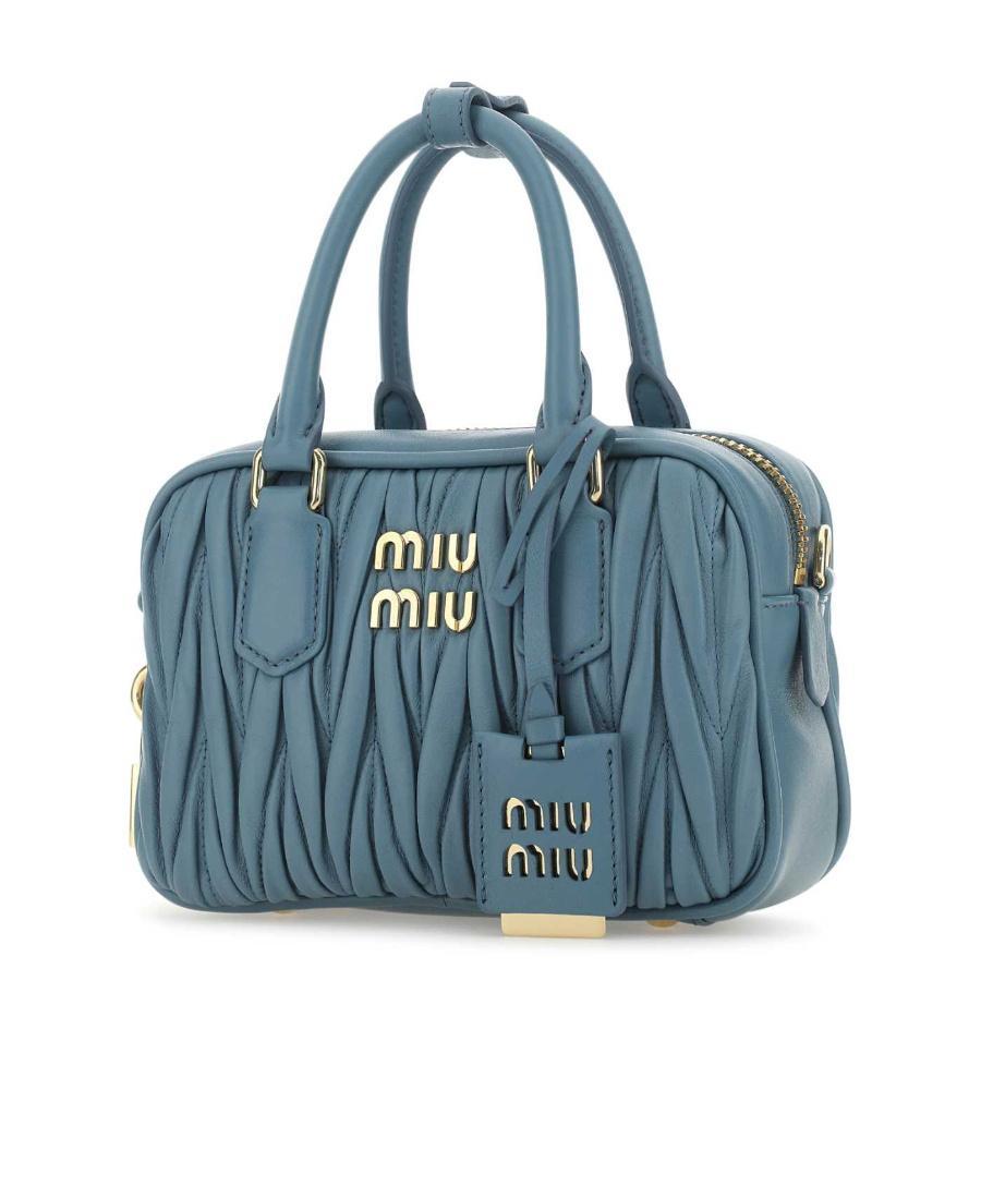 MIU MIU Matelassé Nappa Leather Mini Bag In Blue Product Image