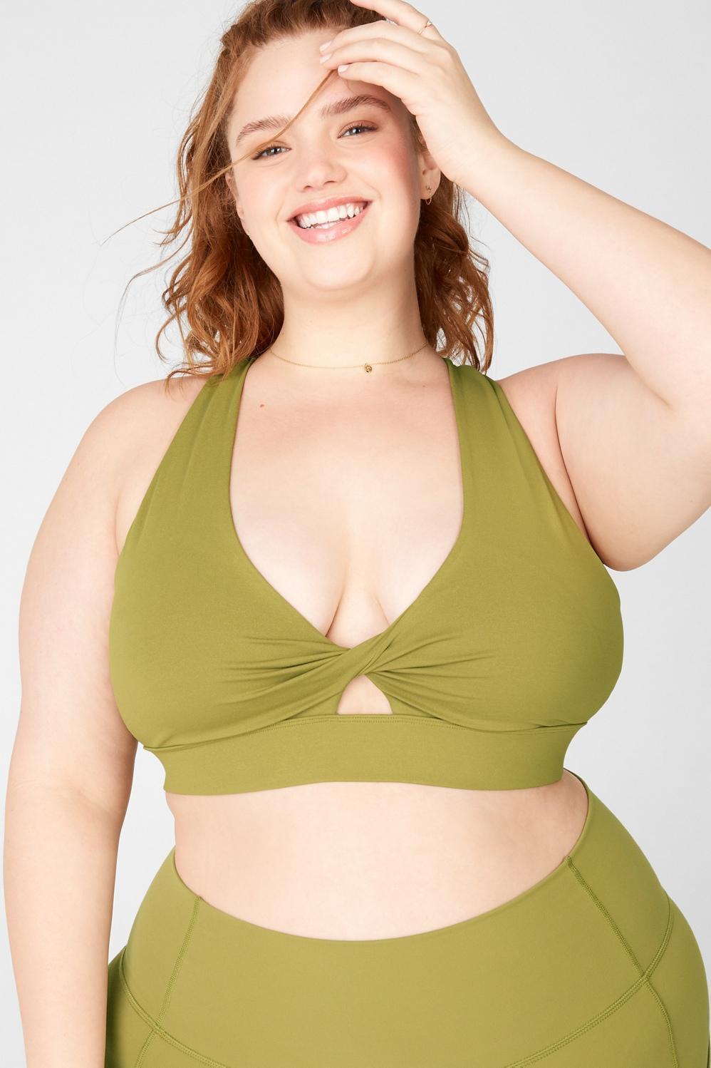 Fabletics Oasis Twist Sports Bra Womens green plus Size 4X Product Image