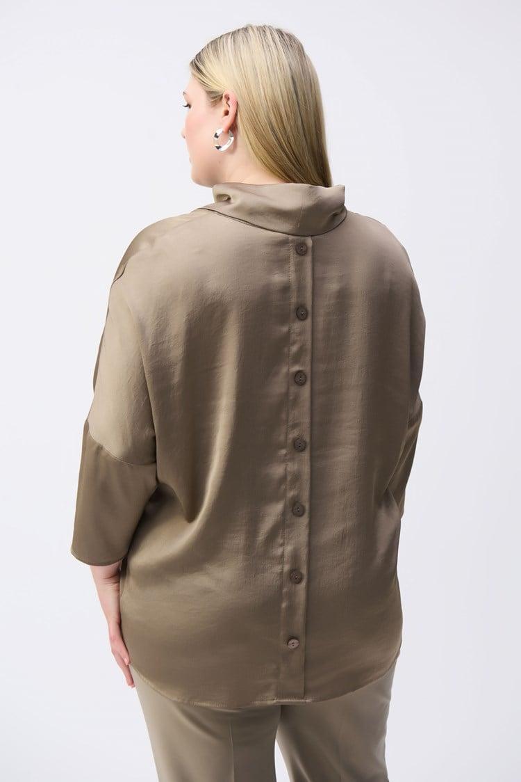 Satin Cowl Collar Top- Java Product Image