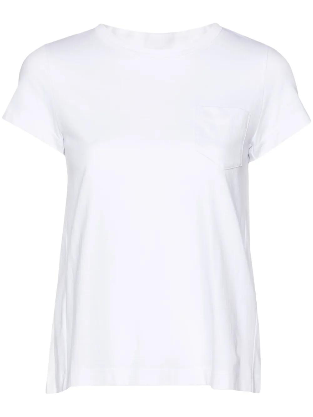 SACAI Pleated Back Cotton T-shirt In White Product Image