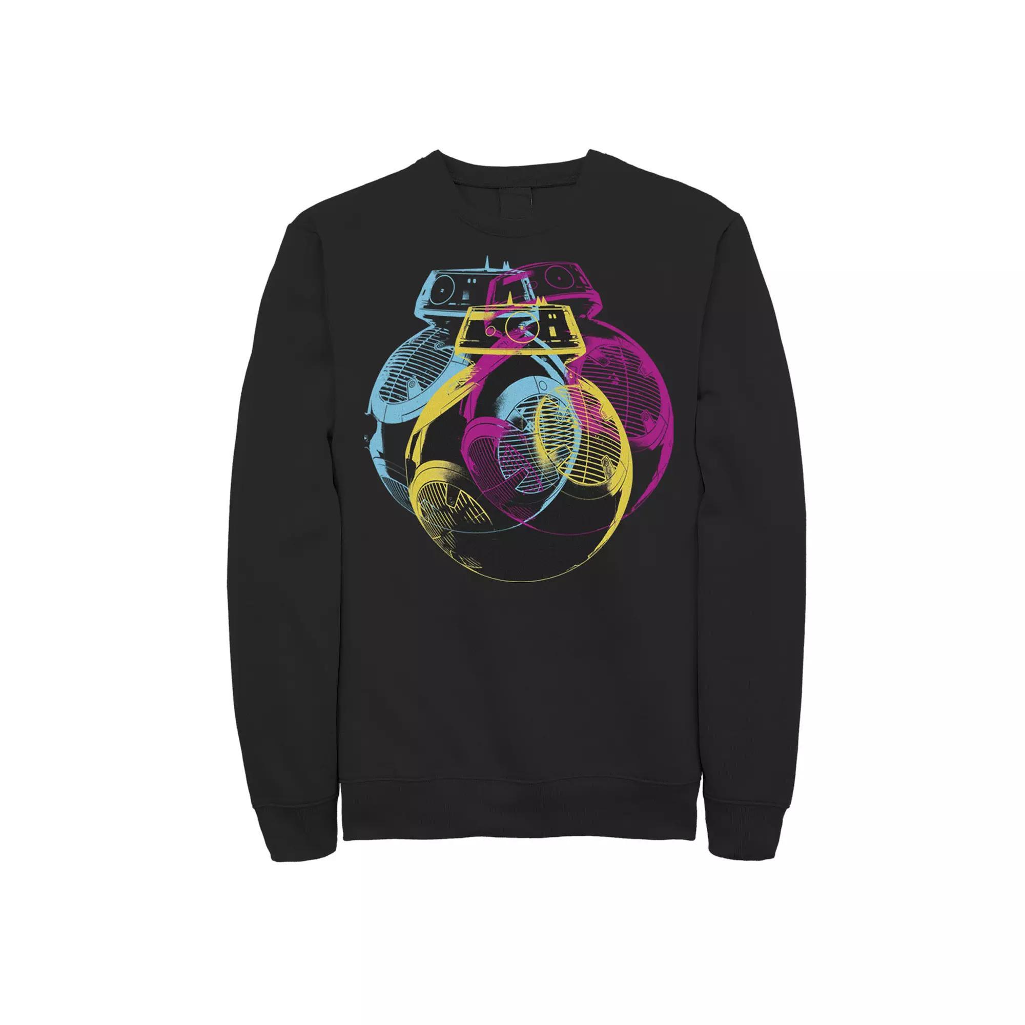 Men's Star Wars BB-9E Colorful Neon Portrait Sweatshirt,  Product Image