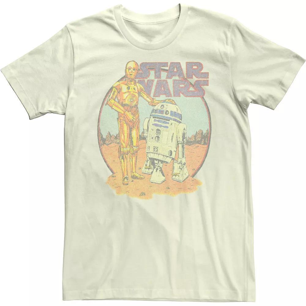 Men's Star Wars R2-D2 & C-3PO Distressed Portrait Tee, Size: 3XL, Natural Product Image