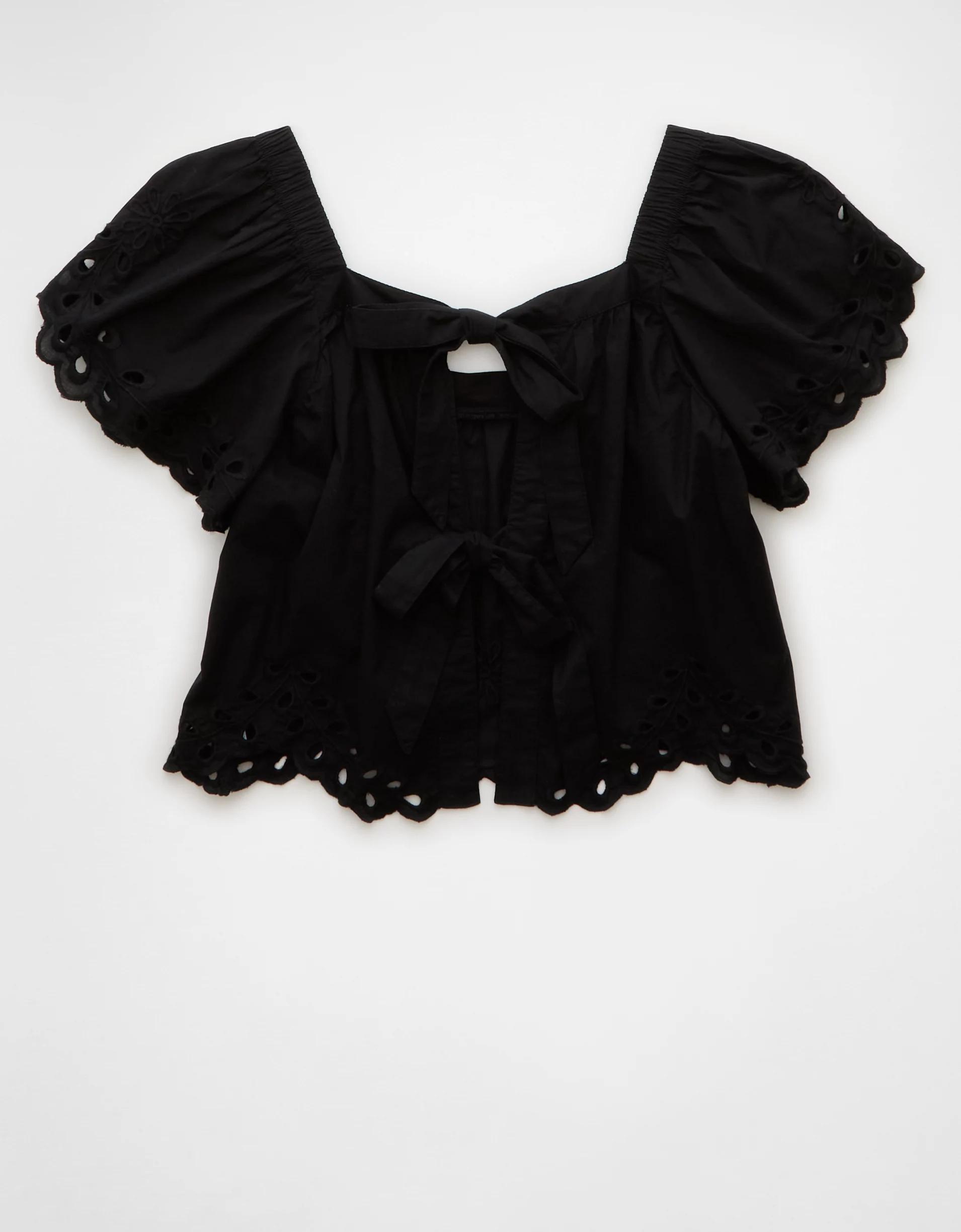 AE Tie Back Eyelet Crop Top Product Image