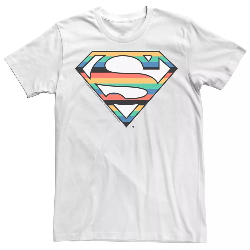Men's DC Comics Superman Multi Color Logo Graphic Tee, Size: Large, White Product Image