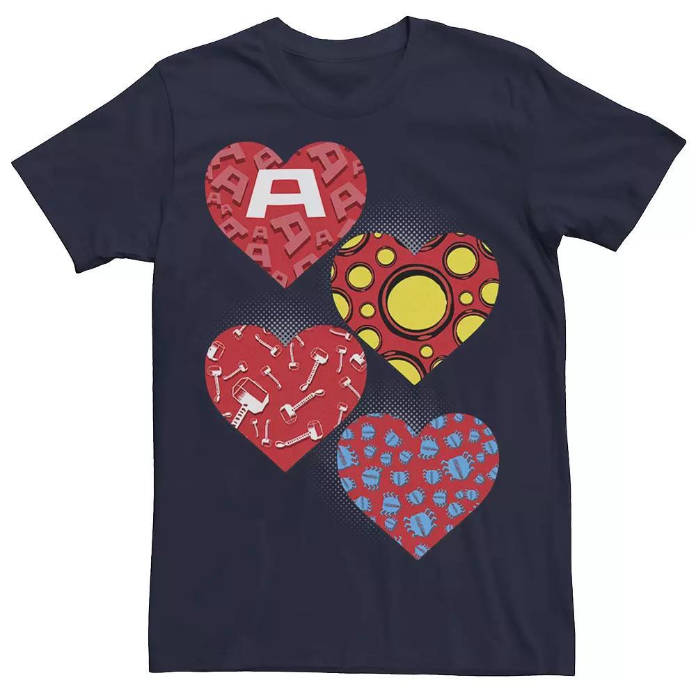 Men's Marvel Heroes Symbol Hearts Valentine's Tee,  Product Image