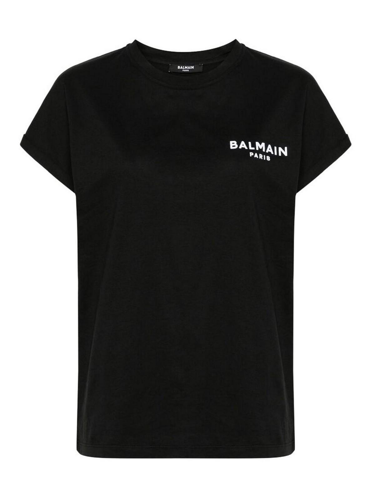 BALMAIN Logo-print Cotton T-shirt In Black Product Image