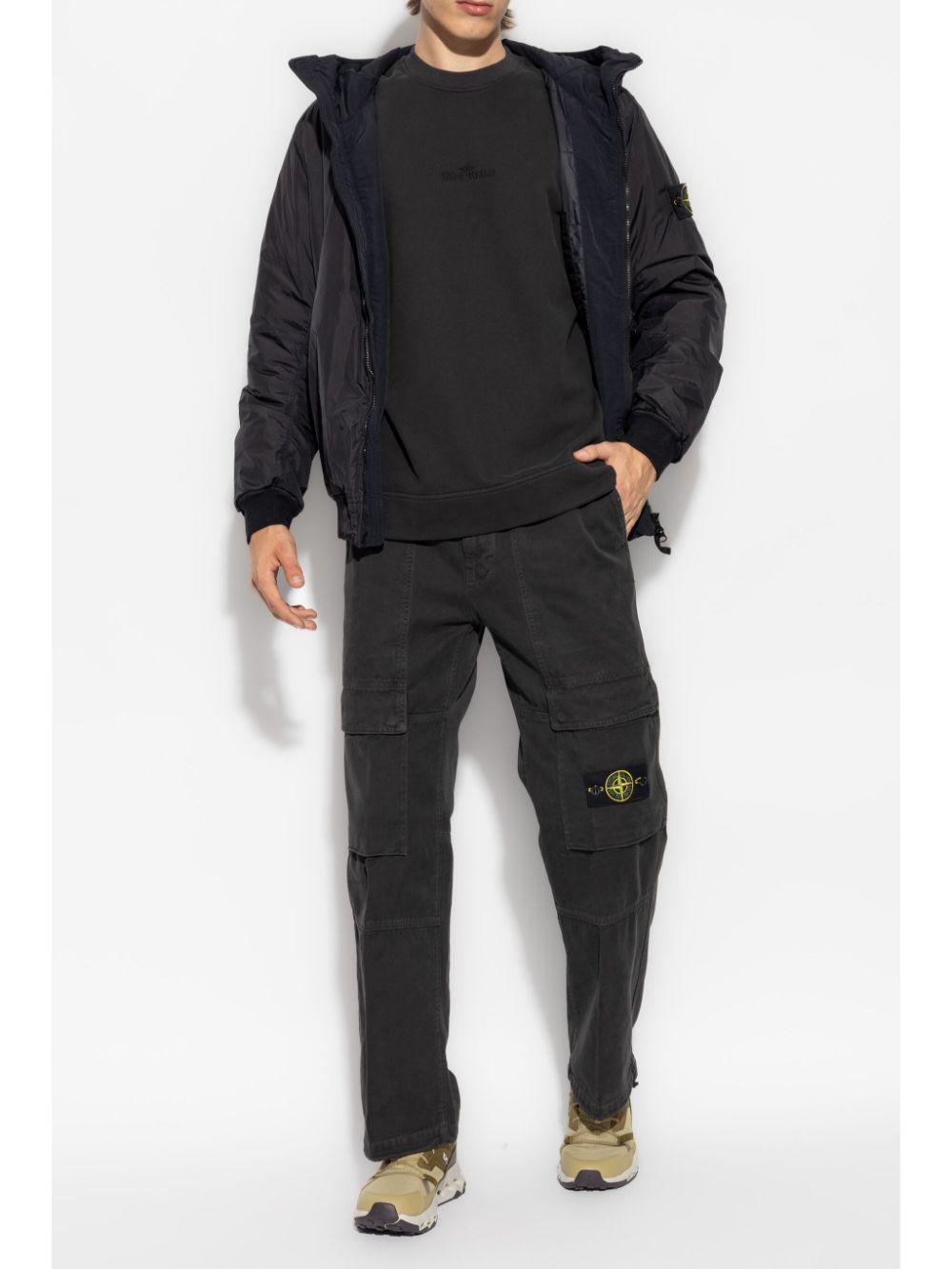 STONE ISLAND Logo Embroidered Crewneck Sweatshirt In Black Product Image