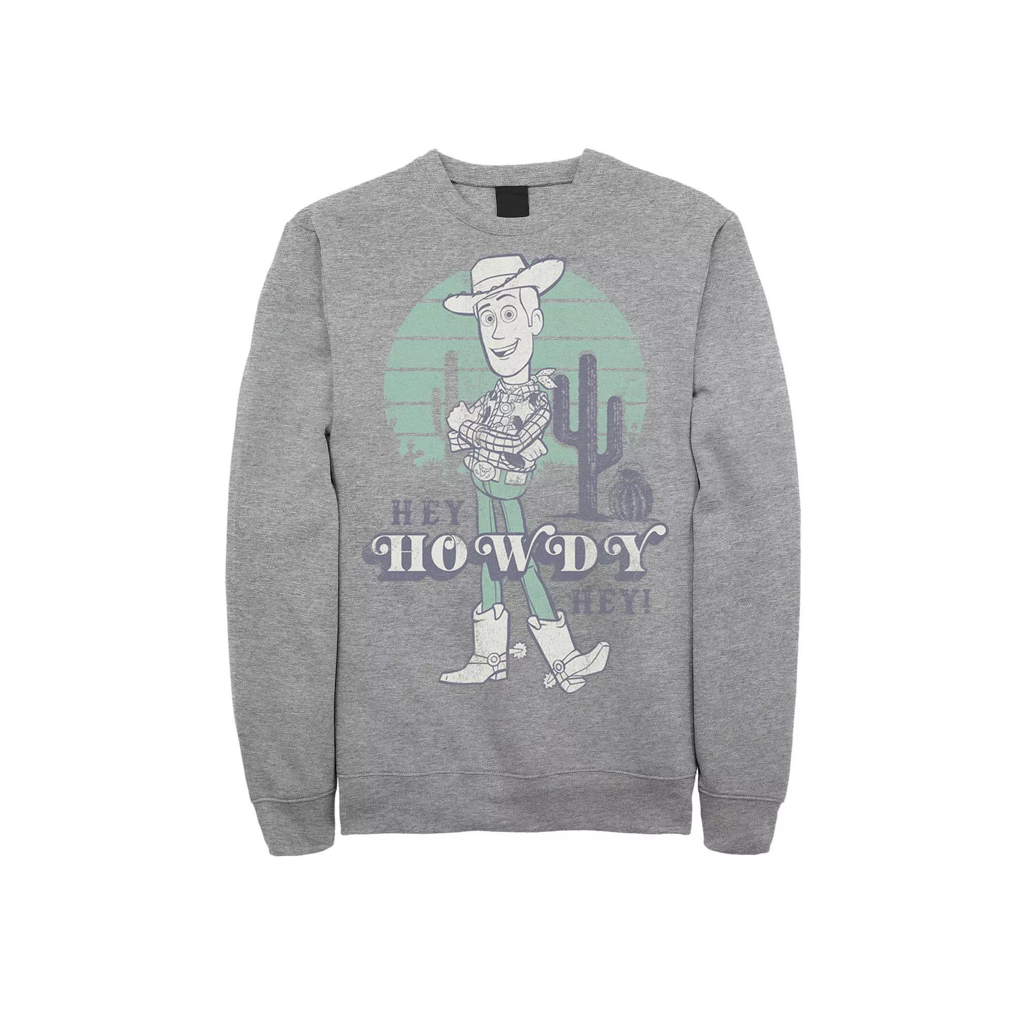 Disney / Pixar's Toy Story Woody Men's Pastel Hey Howdy Hey Sweatshirt, Size: Medium, Athletic Grey Product Image