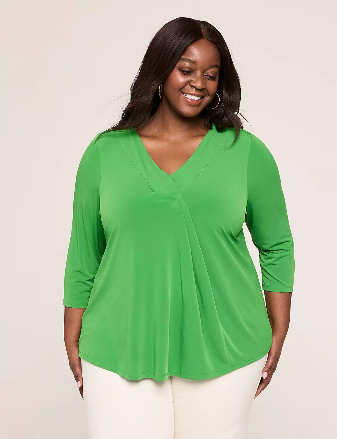Swing 3/4-Sleeve Pleat-Front Top Product Image