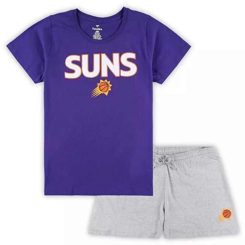 Women's Fanatics Branded Purple/Heather Gray Phoenix Suns Plus Size T-Shirt & Shorts Combo Set, Size: 4XL, Phx Purple Product Image