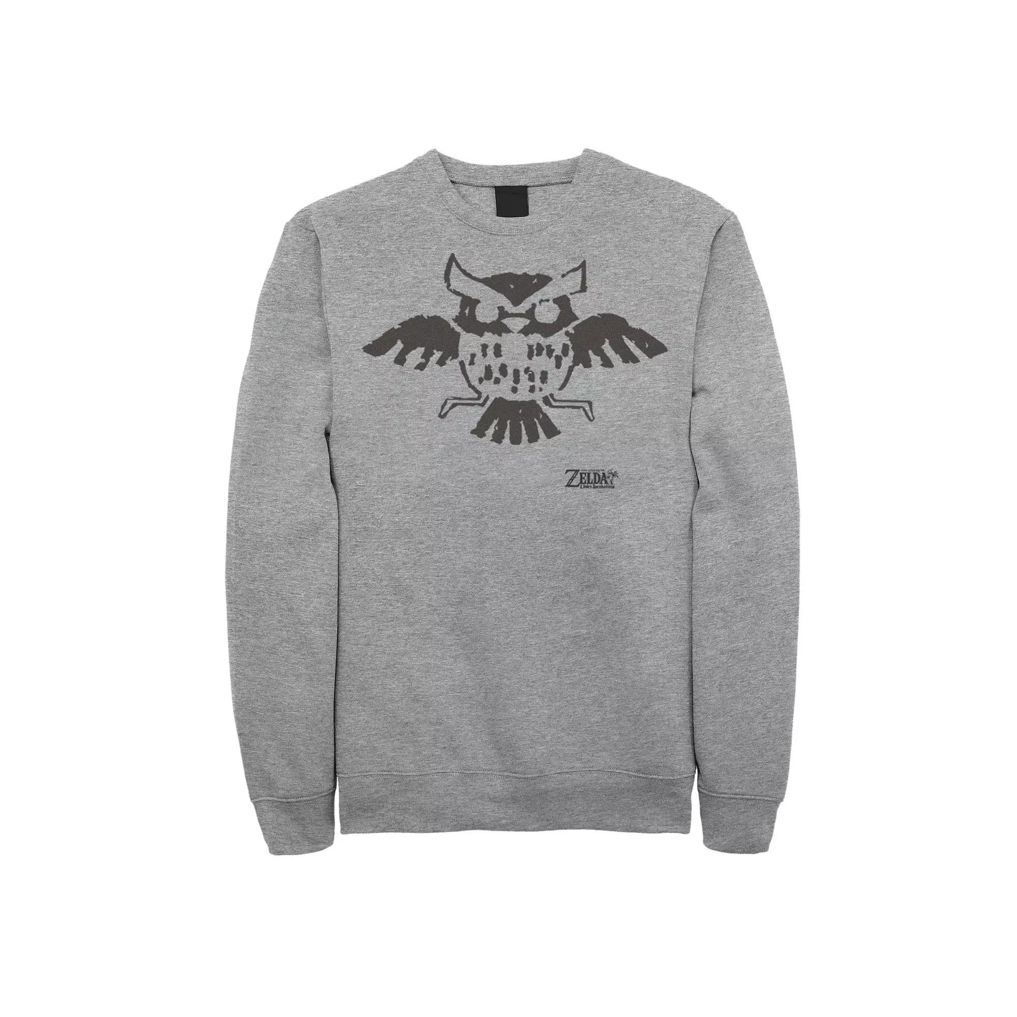 Men's Nintendo Legend Of Zelda Links Awakening Owl Glyph Graphic Fleece Pullover, Size: XXL, Athletic Grey Product Image