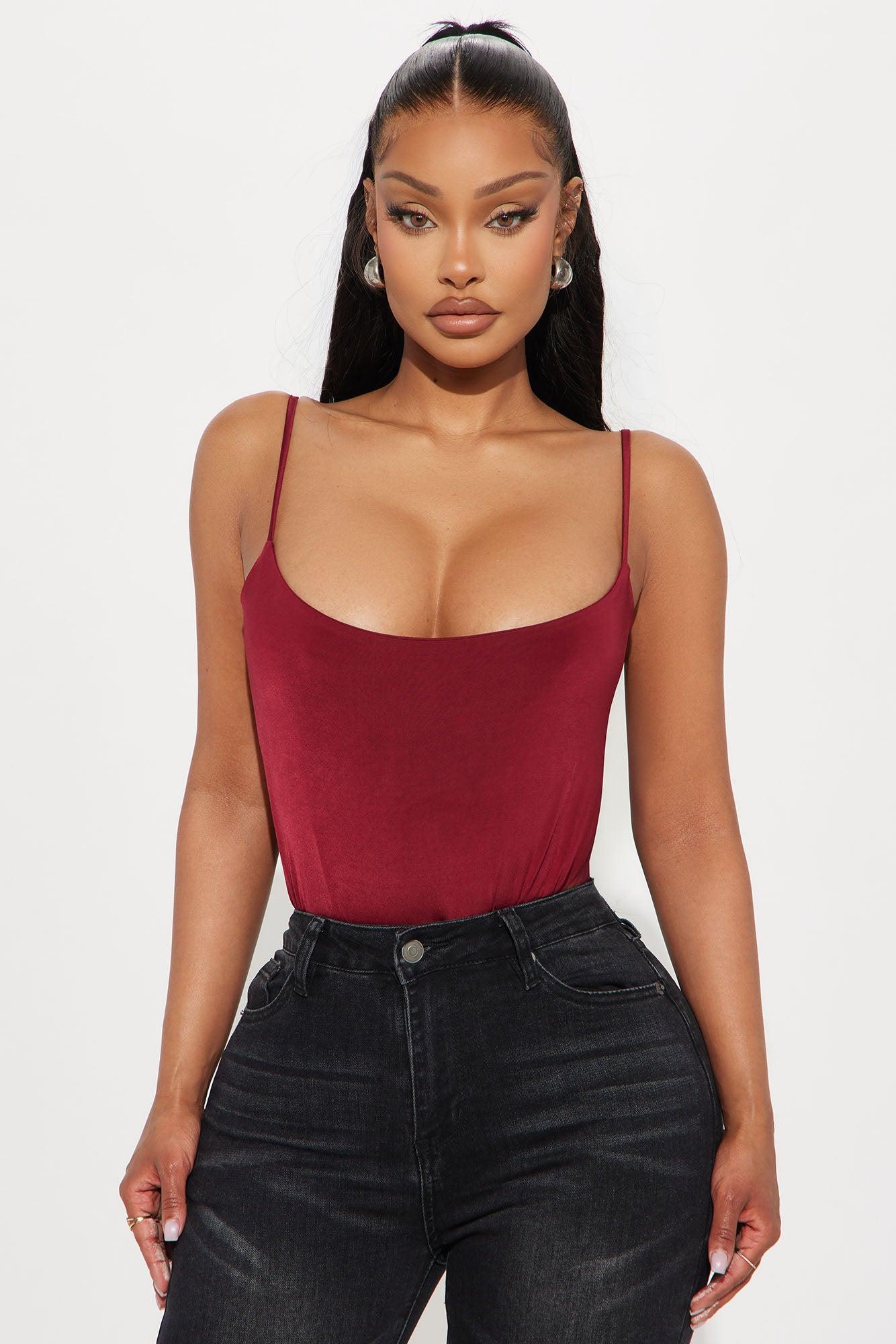 Acacia Backless Bodysuit - Burgundy Product Image