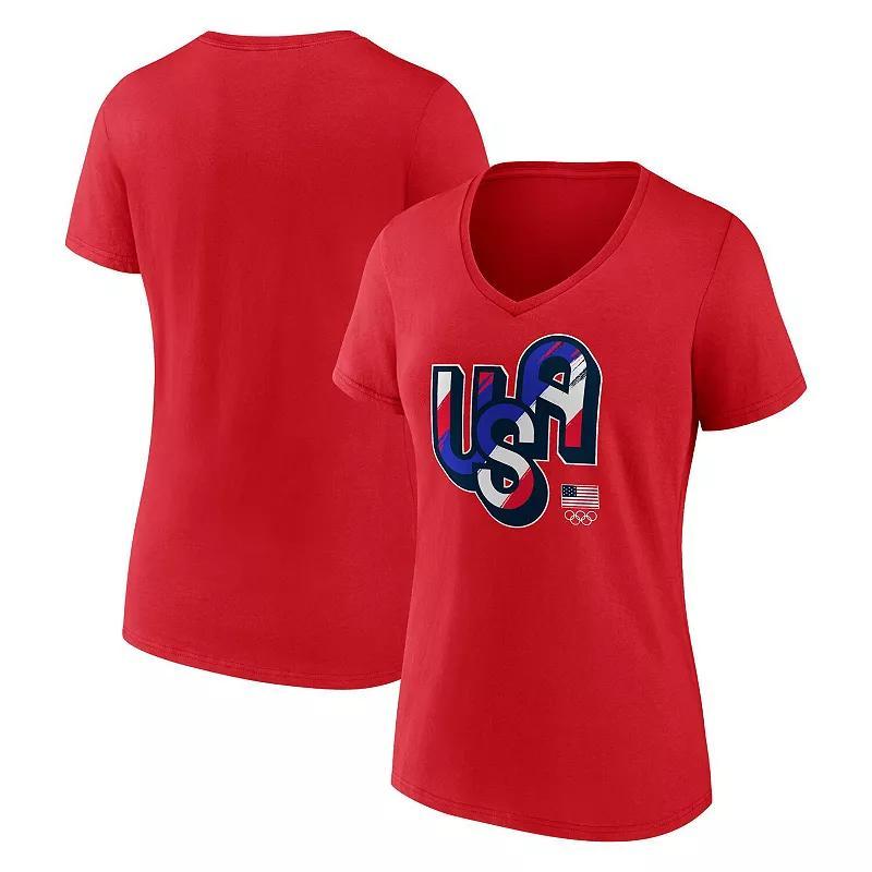 Womens Fanatics Red Team USA Painting Paris 2024 Olympics V-Neck T-Shirt Product Image