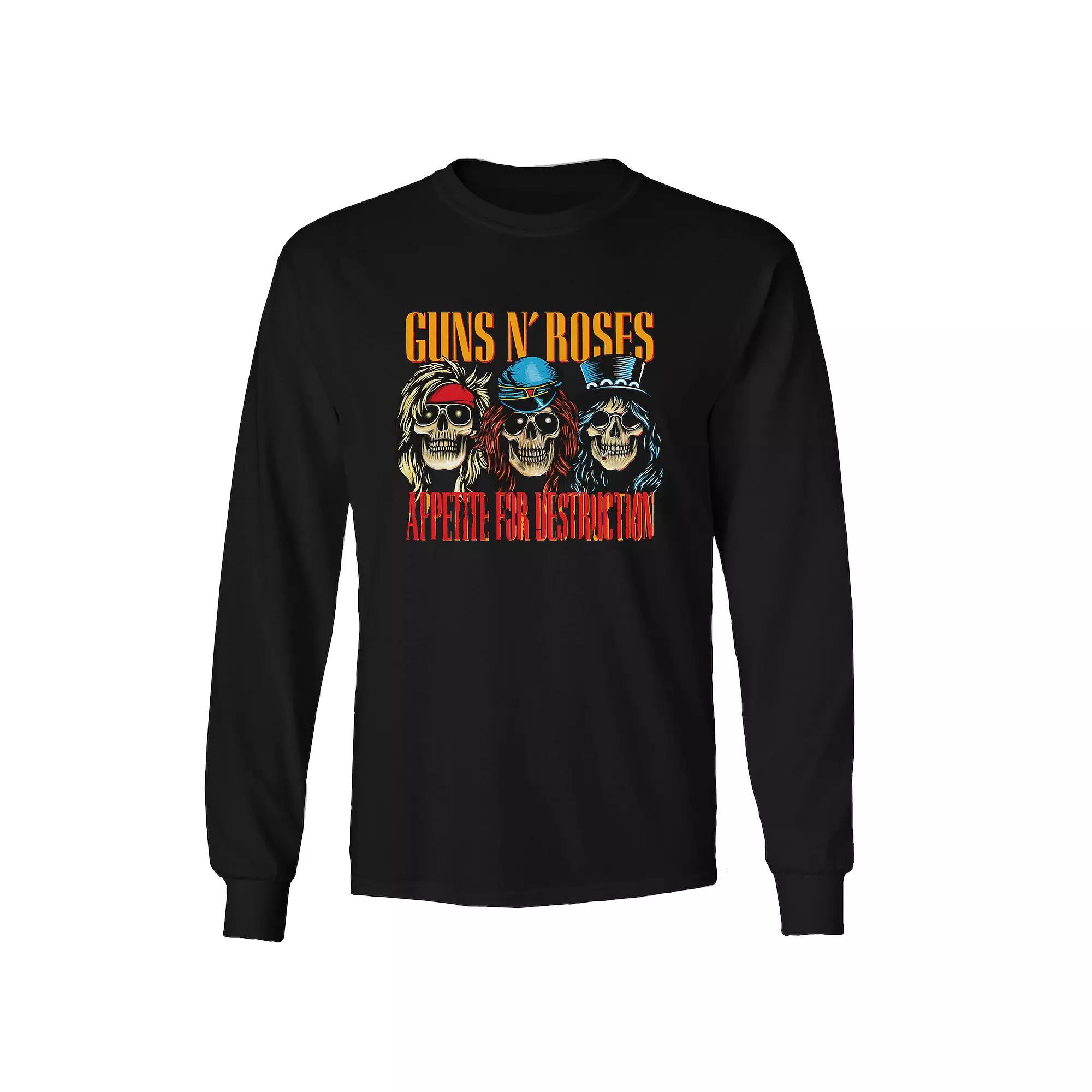 Men's Guns n' Roses AFD Skulls Long Sleeve Tee, Adult Unisex,  Product Image