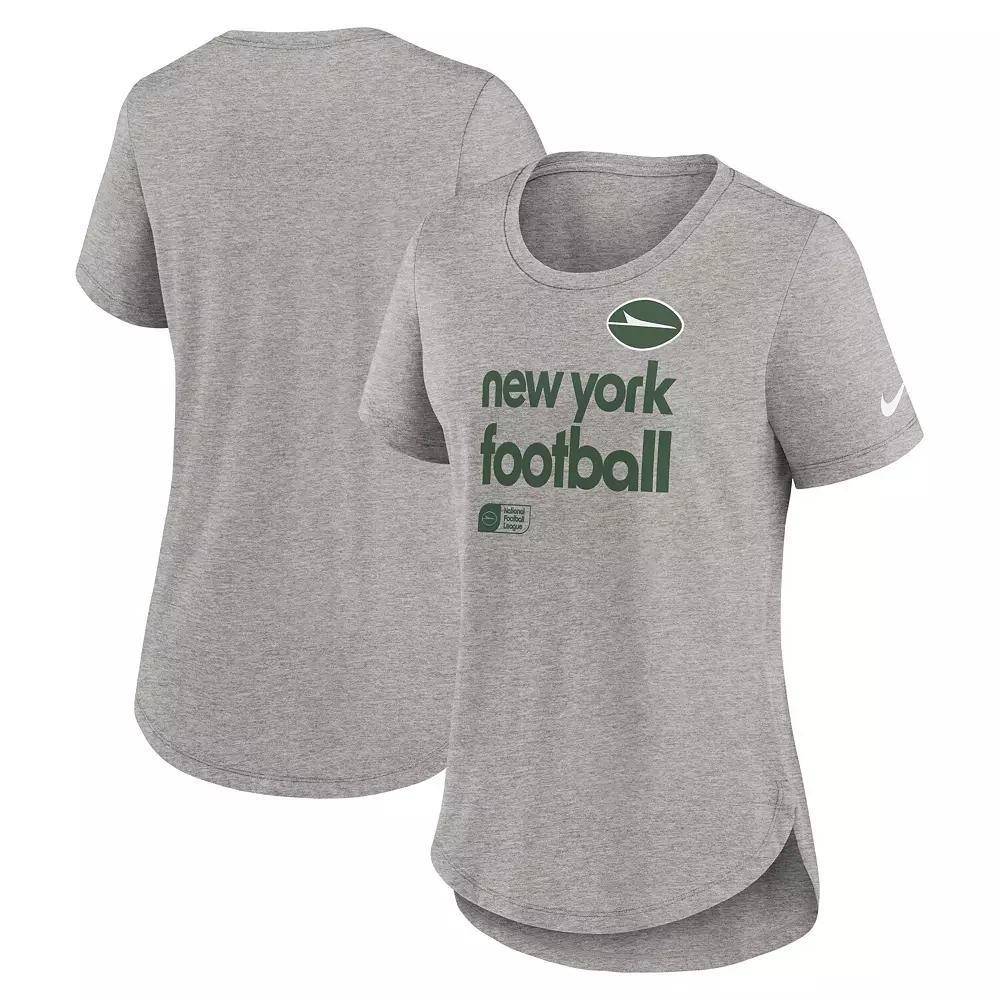 Women's Nike Heather Gray New York Jets Team Shout-Out Tri-Blend T-Shirt,  Product Image