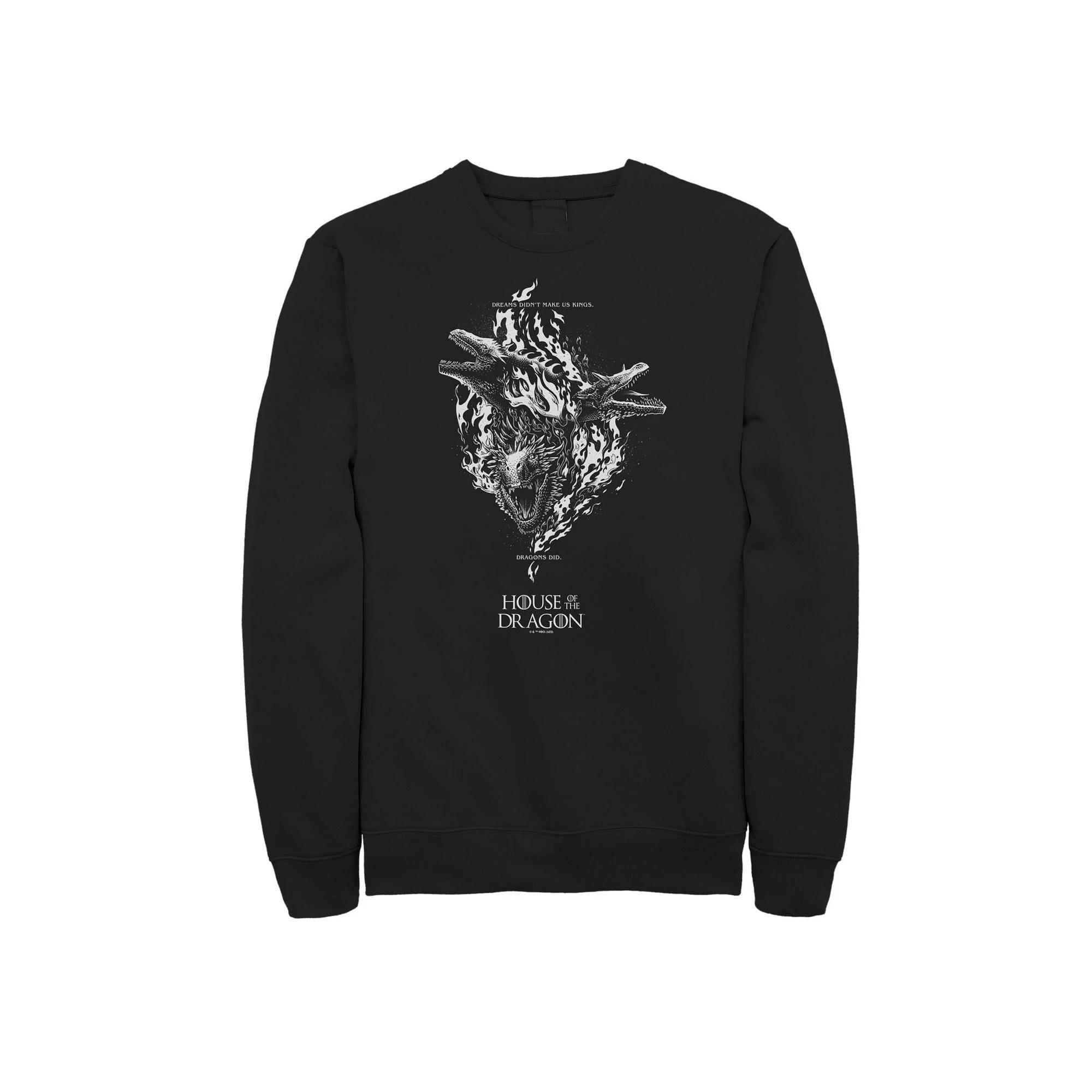 Big & Tall House Of The Dragon Flames And Dragons Fleece Sweatshirt, Men's, Size: 3XL Tall, Black Product Image