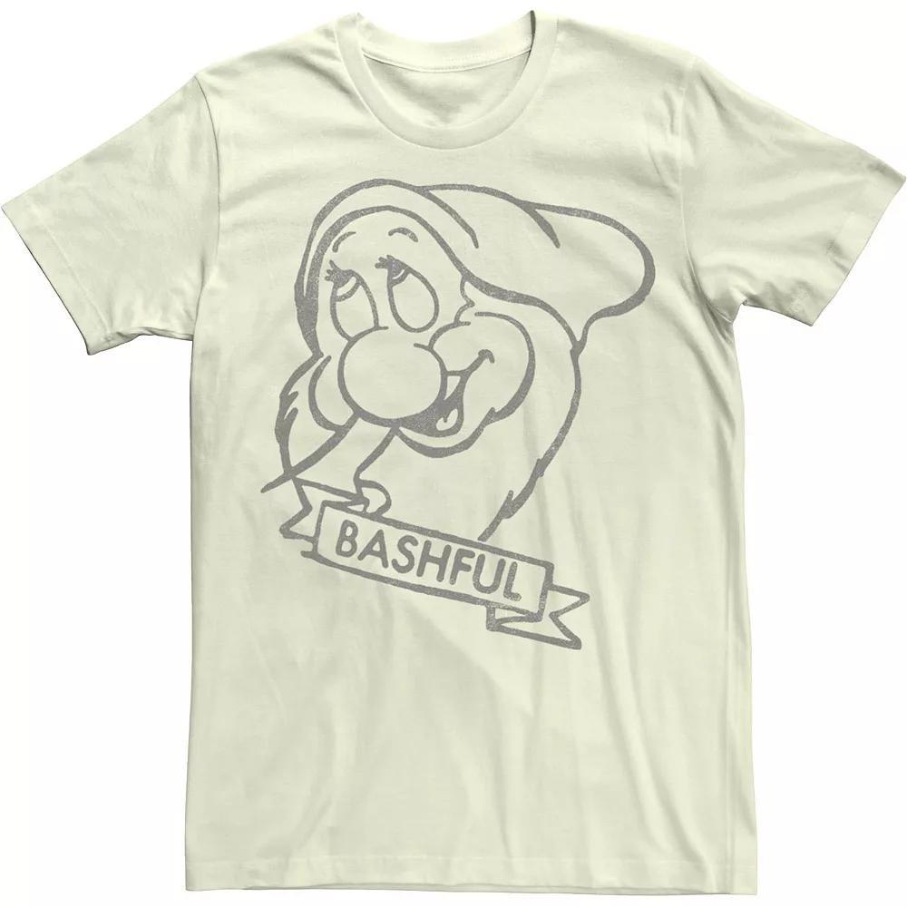 Disney's Snow White Bashful Line Art Big Face Men's Tee,  Product Image