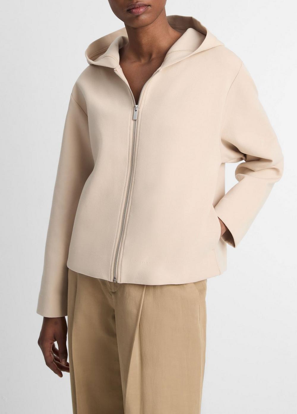 Cotton-Blend Cropped Zip-Up Hoodie Product Image