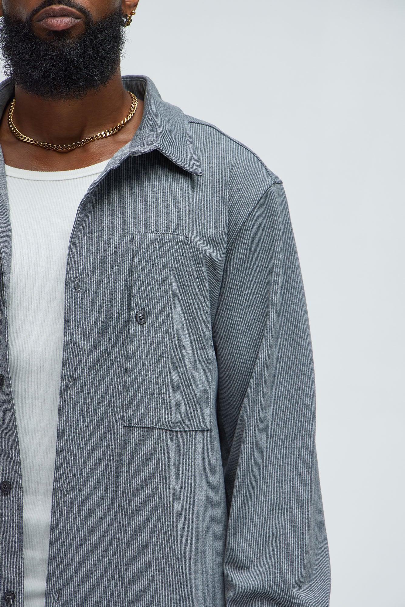 What U Need Stripe Button Up Shirt - Black/combo Product Image