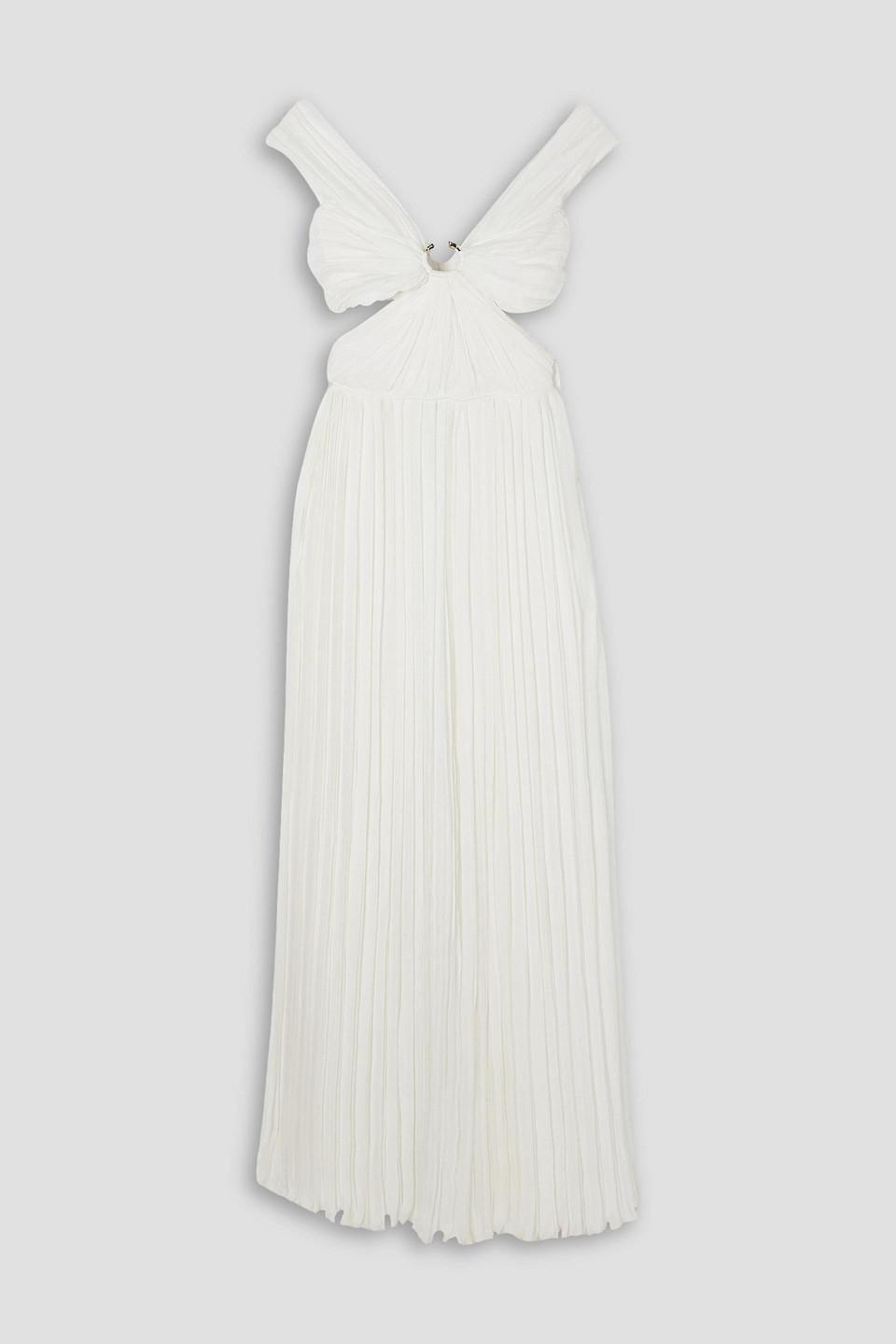 CHLOÉ Cutout Pleated Silk-chiffon Gown In White Product Image