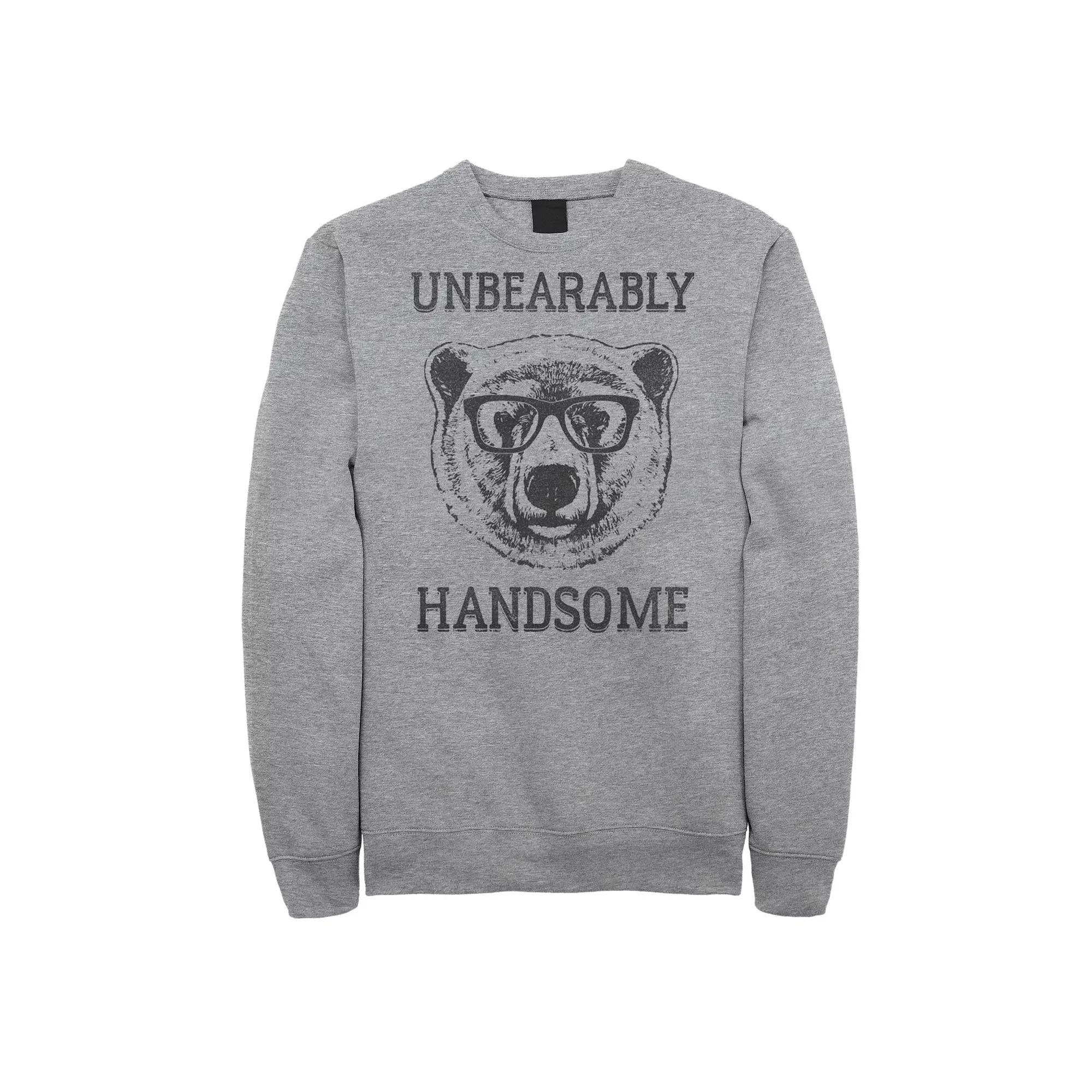 Men's Unbearably Hand Graphic Fleece Pullover, Size: Medium, Athletic Grey Product Image