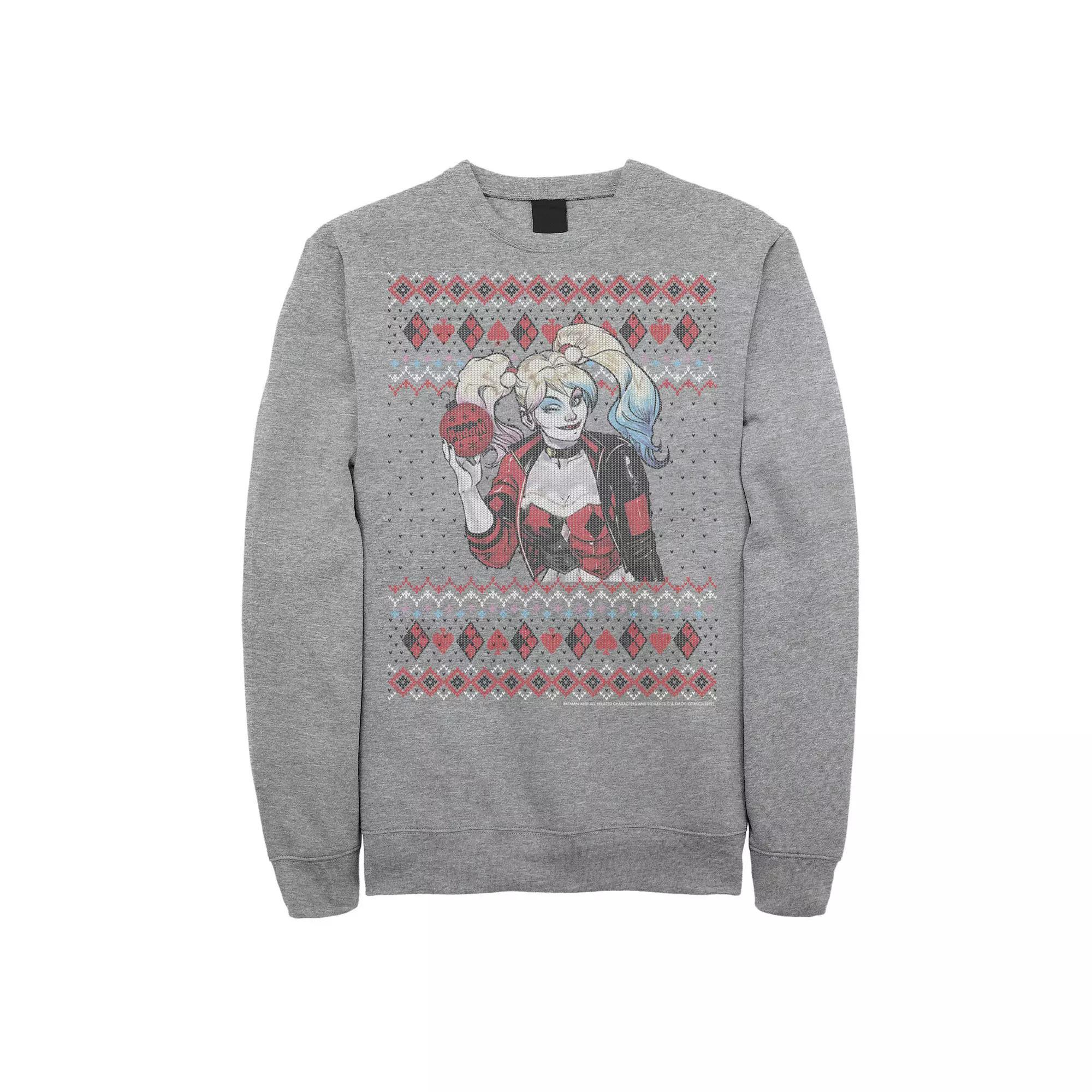 Men's DC Comics Batman Harley Quinn Ornament Knit Style Fleece,  Product Image