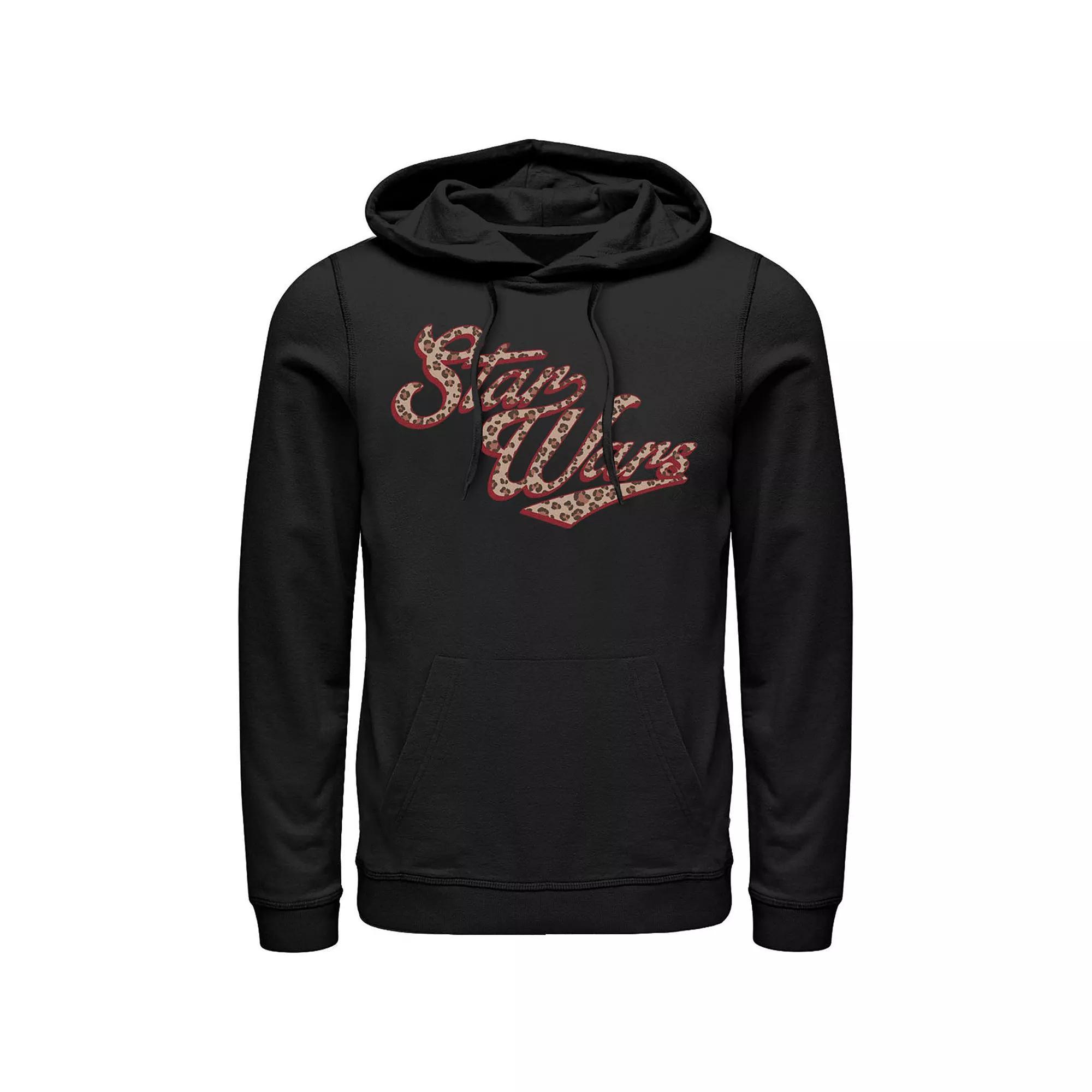 Men's Star Wars Cursive Cheetah Fill Logo Hoodie, Size: Medium, Black Product Image