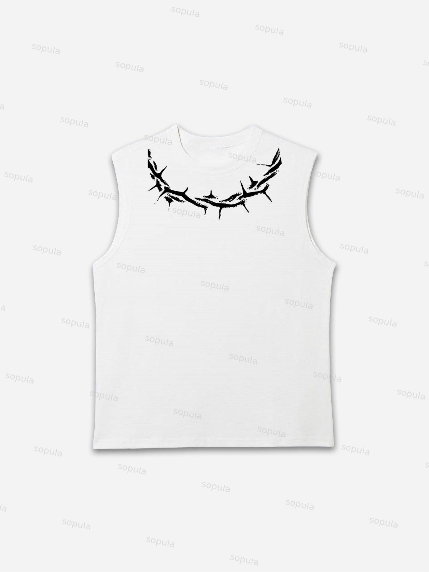 Thorn Neckline Jesus Alphabet Graphic Tank Top Product Image