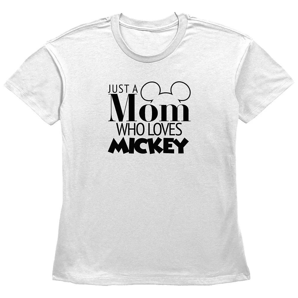 Disney Mickey Mouse Women's Just A Mom Who Loves Mickey Basic Fit Graphic Tee,  Product Image