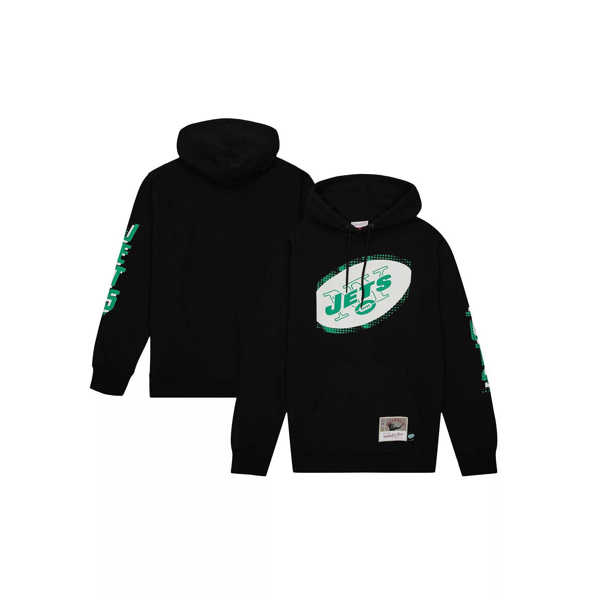 Men's Mitchell & Ness Black New York Jets Gridiron Classics Big Face 7.0 Pullover Hoodie, Size: Medium Product Image