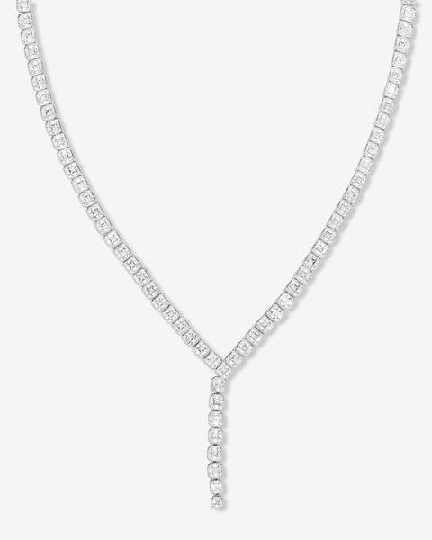 Duchess Lariat Tennis Necklace 16" - Silver|White Diamondettes Product Image