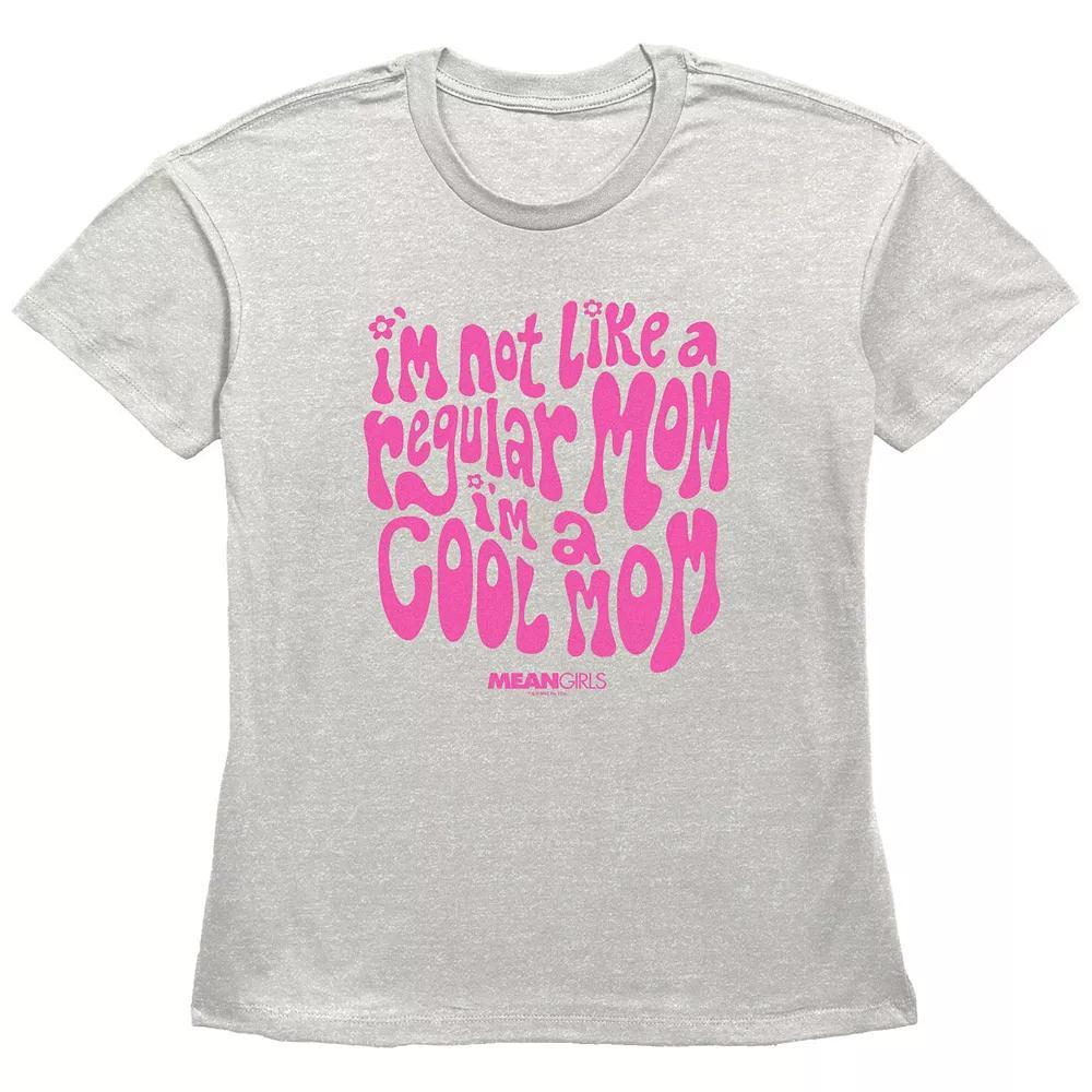 Women's Mean Girls I'm Not A Regular Mom I'm A Cool Mom Groovy Font Basic Fit Graphic Tee, Size: XS, Black Product Image