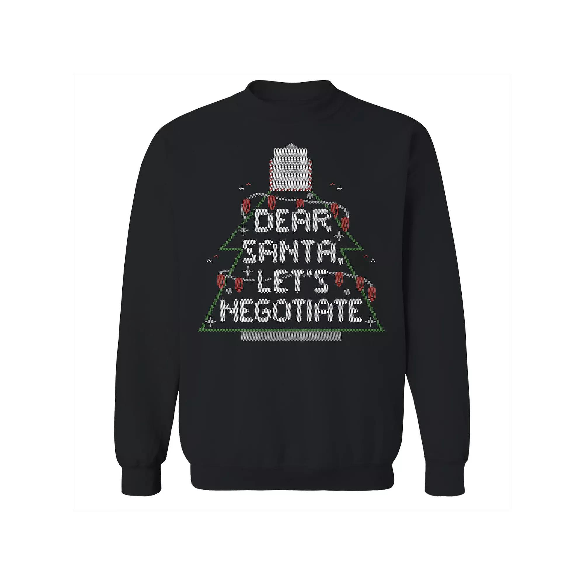 Men's Dear Santa Negotiate Christmas Sweater Graphic Sweatshirt, Size: XL, Black Product Image