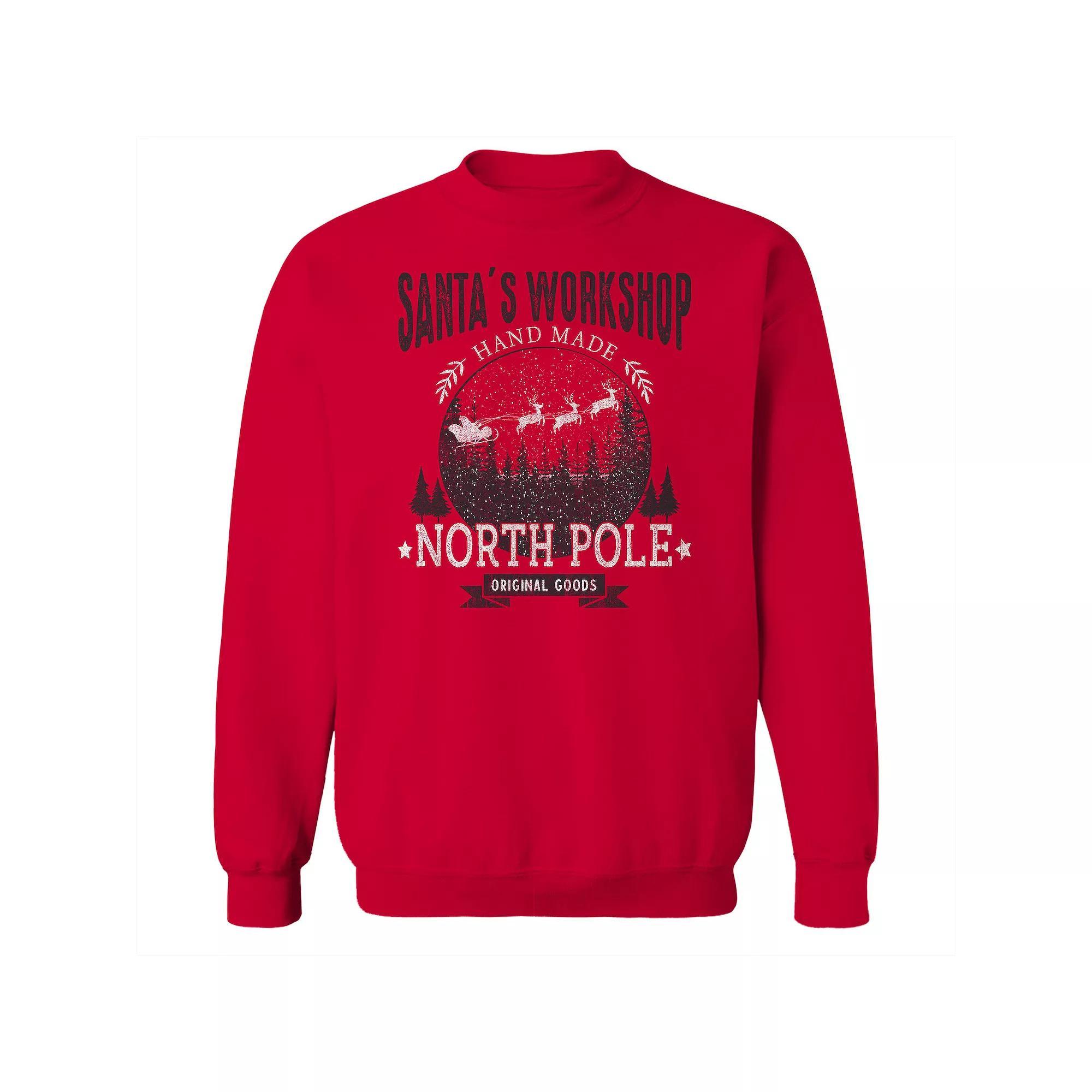 Men's Santa's Workshop Christmas Graphic Fleece Sweatshirt, Women's, Size: XXL, Red Product Image
