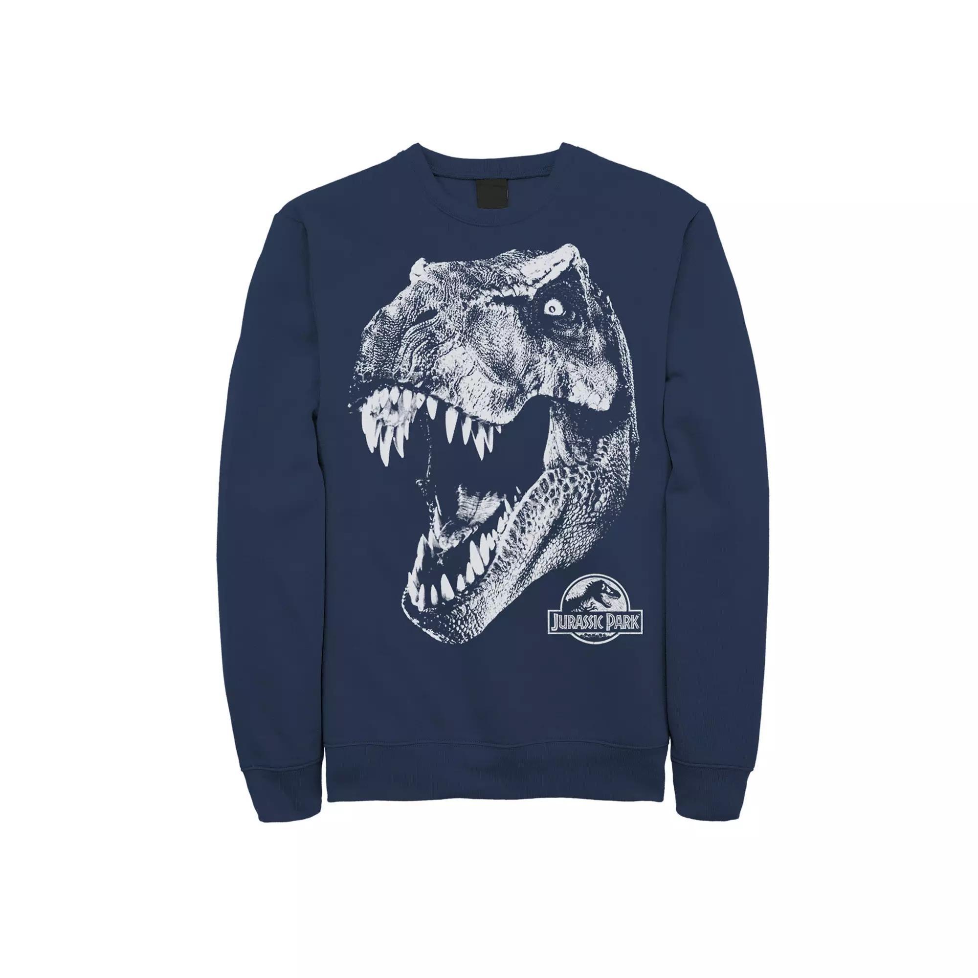 Men's Jurassic Park T-Rex White Head Roaring Fleece Graphic Pullover,  Product Image