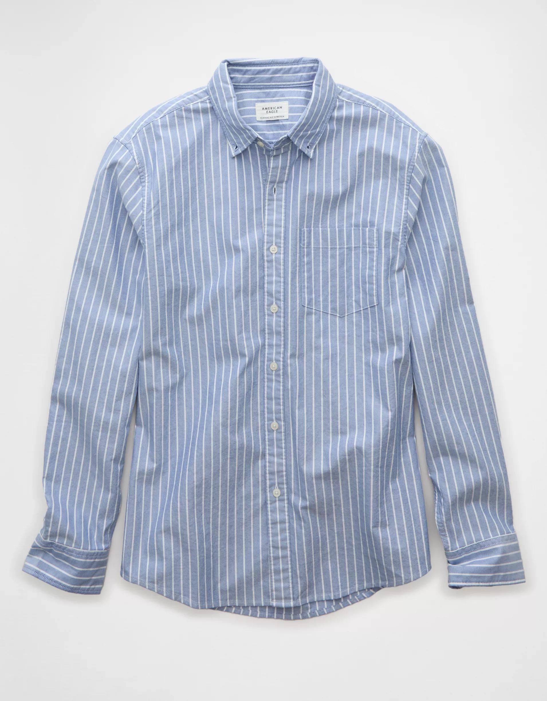 AE Everyday Oxford Striped Button-Up Shirt Product Image