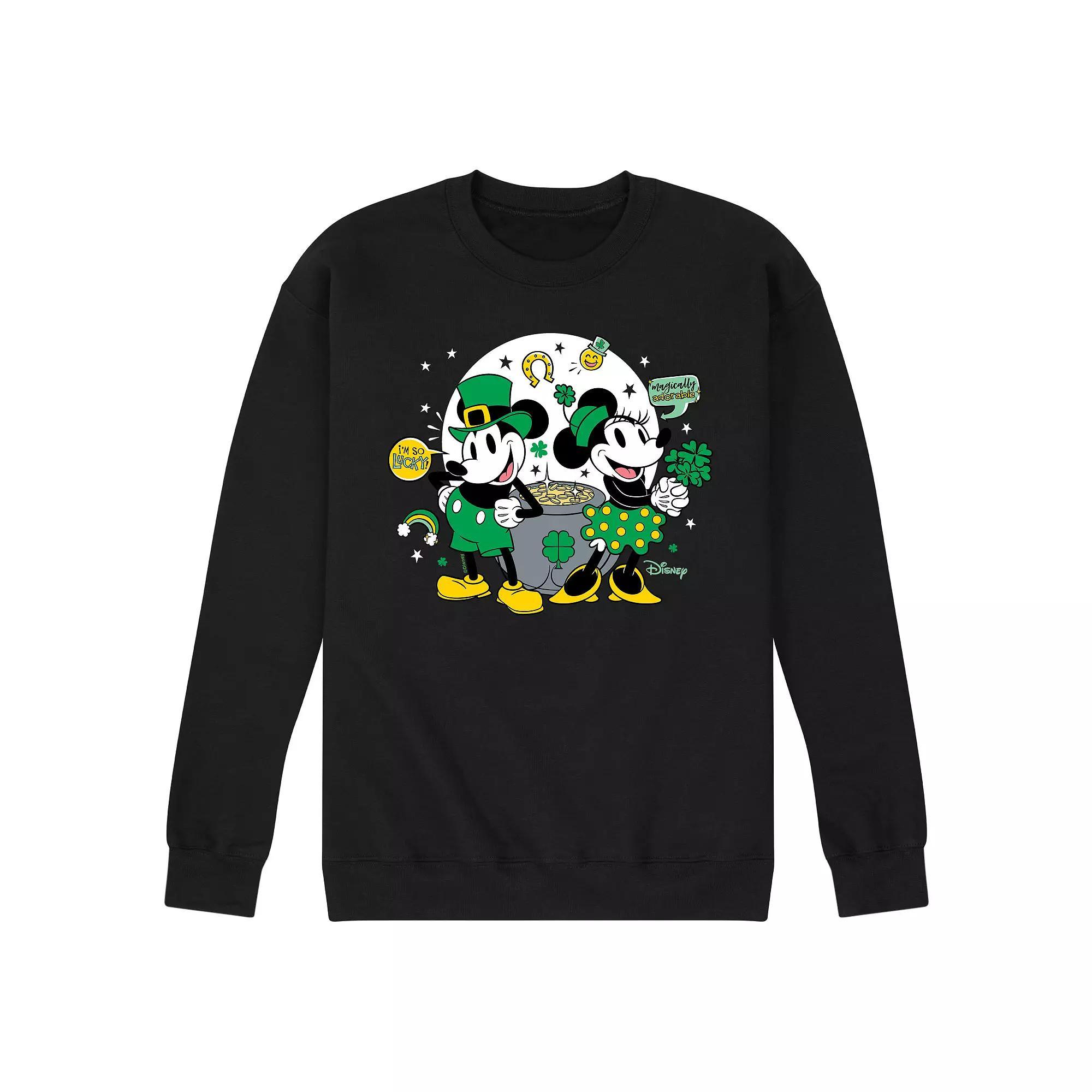 Disney's Mickey & Minnie Mouse Pot Of Gold Fleece Sweatshirt, Men's, Size: Medium, Black Product Image