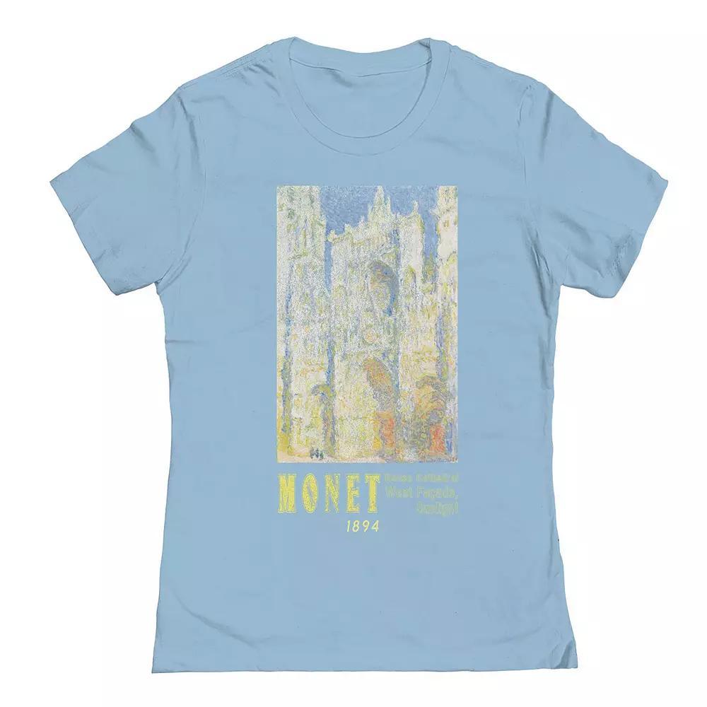 Junior's Monet - Rouen Cathedral Womens Graphic Tee, Girl's, Size: XL, Powder Blue Product Image
