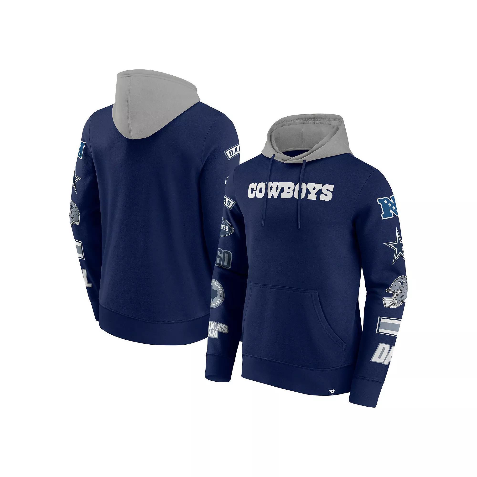 Men's Fanatics Navy/Silver Dallas Cowboys Patched Out Pullover Hoodie,  Product Image